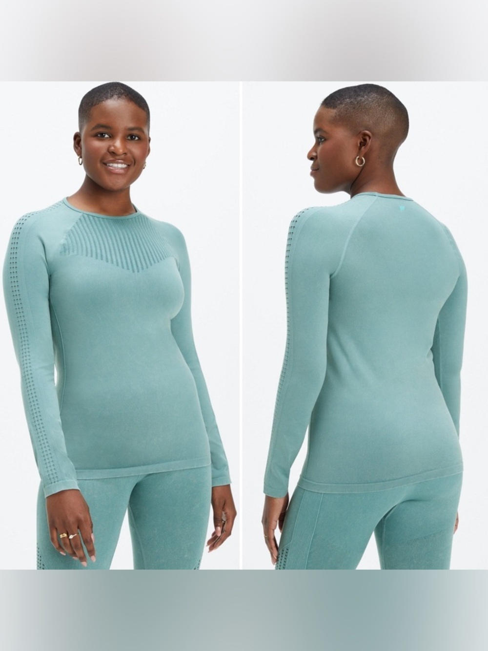 Fabletics Teal Sync Seamless Long-Sleeve Athletic Top Women’s Size Medium